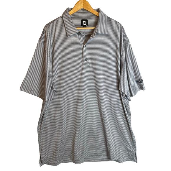 FJ Footjoy Polo Shirt Mens XXL Striped Gray Performance Wicking Golf Athletic - Picture 1 of 9